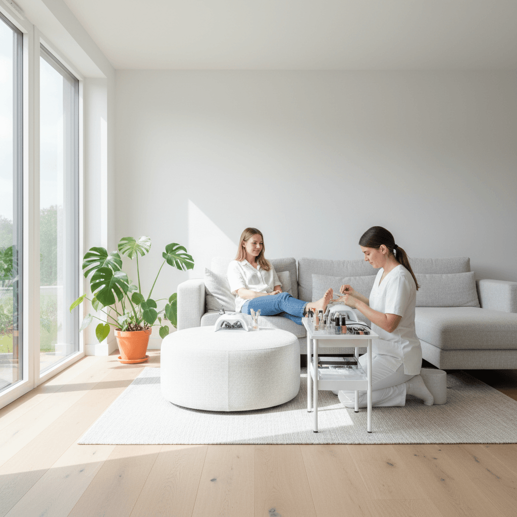 Mobile nail care service at client's home