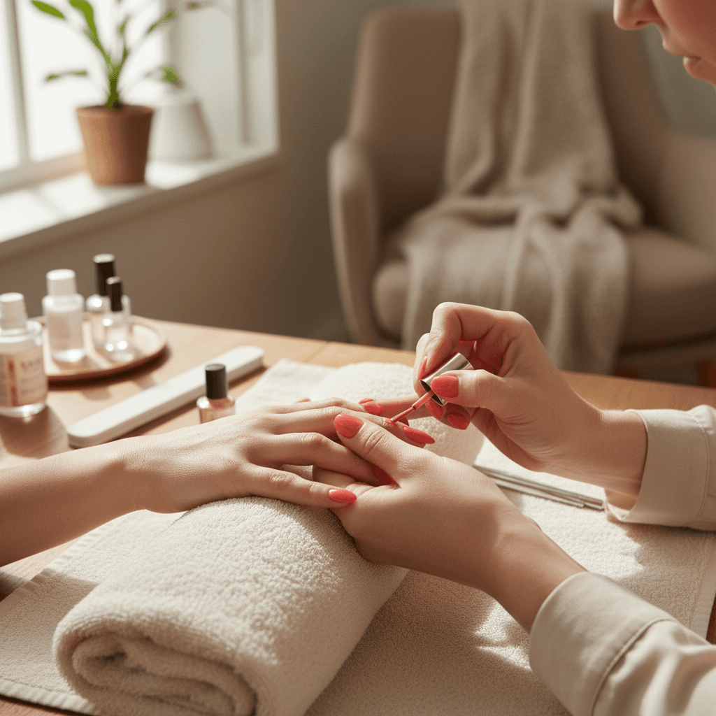 Professional manicure being applied with precision
