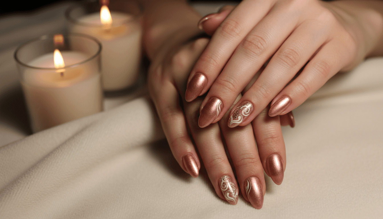 Beautifully manicured hands with professional nail polish