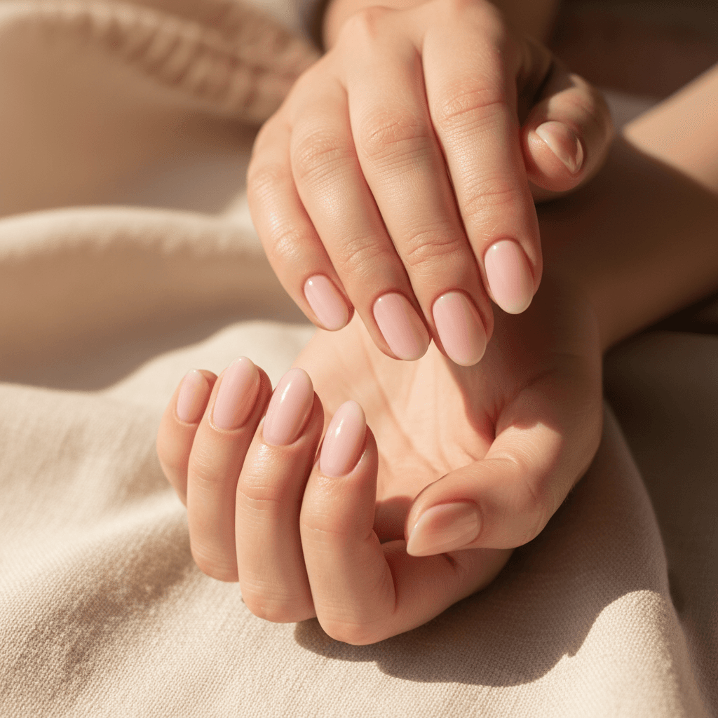 Professional manicure with neutral polish finish