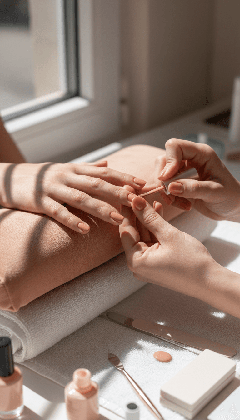 Professional manicure application with careful attention to detail